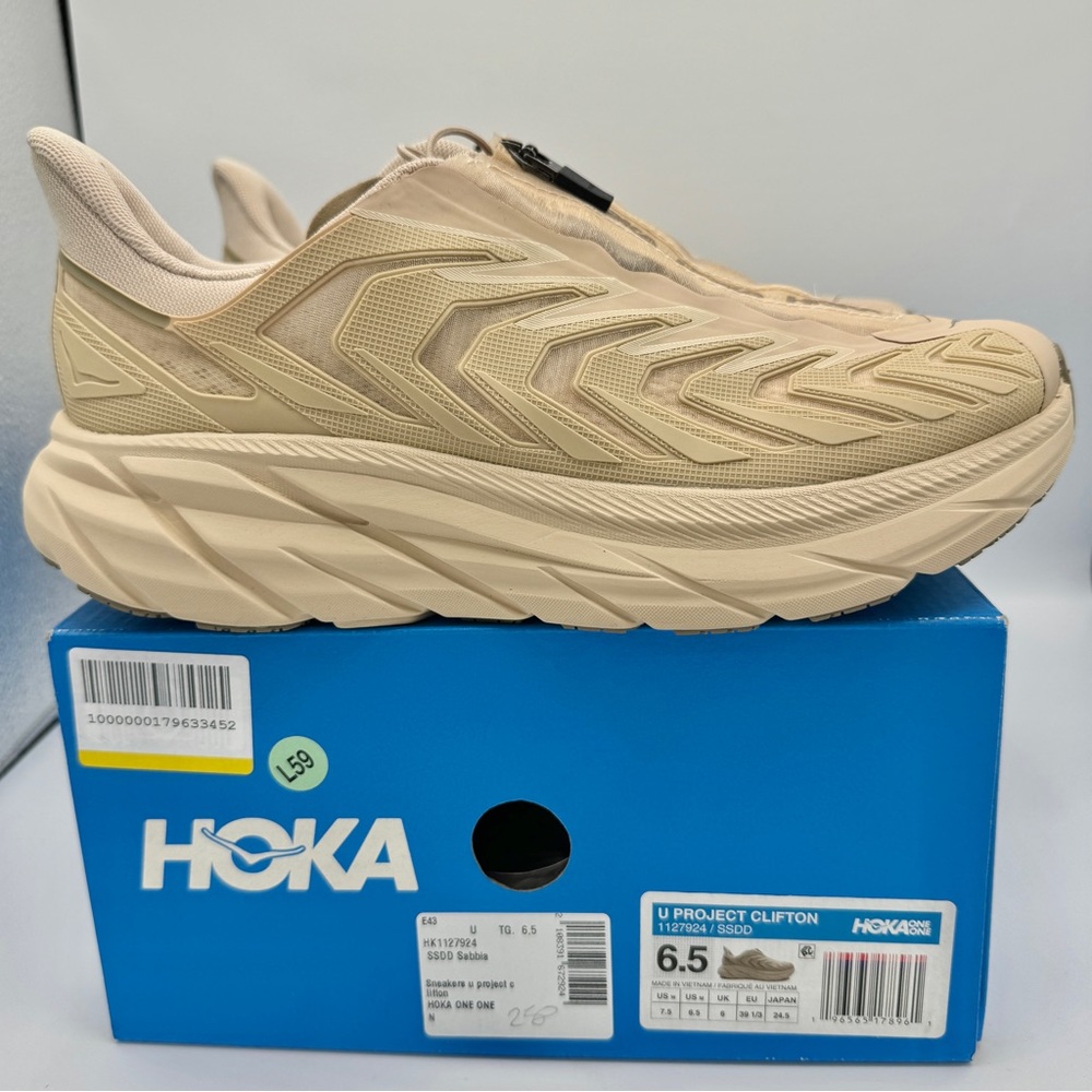 NWT Hoka Project Clifton Beige Shifting Sands Dune SSDD Unisex Sneakers Shoes - Picture 1 of 16
